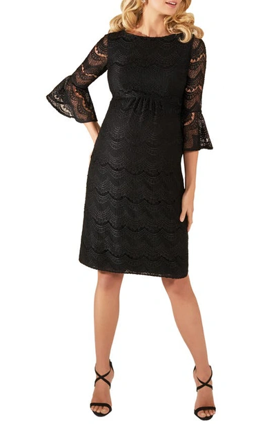 Tiffany Rose Maternity Jane Fluted-sleeve Lace Cocktail Dress In Black