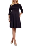 Tiffany Rose Maternity Sienna 3/4-sleeve Ponte Roma Jersey Dress In Black
