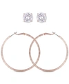 Guess Rose Gold-tone 2-pc. Set Crystal Stud & Hoop Earrings In Rose