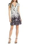 VINCE CAMUTO FLORAL JACQUARD FIT AND FLARE DRESS,VC9M8600