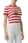 BURBERRY BULKLEY EMBROIDERED CREST STRIPE TEE,8004752