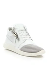 GIUSEPPE ZANOTTI Leather & Mesh Side-Zip Sneakers