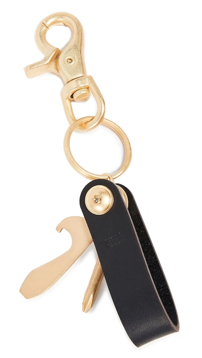 East Dane Gifts Leather Multi Tool Keychain In Brass/black