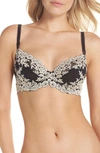 Wacoal Floral Underwired Bra In Bleached Denim / White