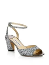 JIMMY CHOO Miranda Glitter Peep Toe Sandals