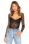 Bardot Farrah Lace & Mesh Bodysuit In Black