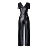 RUMOUR LONDON NAOMI BLACK SEQUIN JUMPSUIT WITH V-SHAPED BACK