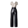 RUMOUR LONDON NAOMI BLACK & GOLD SEQUINED JUMPSUIT WITH V-SHAPED BACK