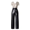 RUMOUR LONDON WOMEN'S BLACK / GOLD NAOMI BLACK & GOLD SEQUINED JUMPSUIT WITH V-SHAPED BACK AND BELT