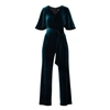 Rumour London Women's Layla Velvet Jumpsuit With Bell Sleeves & Sash In Emerald Green In Velvet
