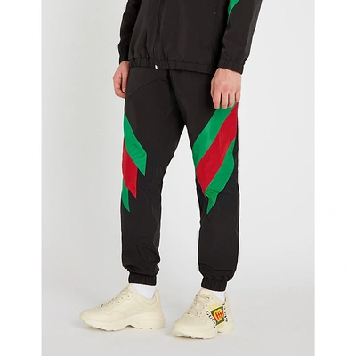 Gucci Colour-blocked Shell Jogging Bottoms In Black