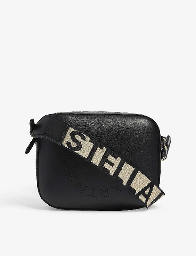 Stella Mccartney Logo Mini Faux-leather Cross-body Camera Bag In Black