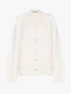 ALESSANDRA RICH ALESSANDRA RICH MOHAIR CARDIGAN WITH CRYSTAL BUTTON,FAB1398K235500213164642