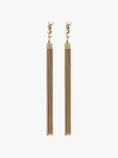 SAINT LAURENT GOLD-TONE LOULOU CHAIN TASSEL EARRINGS,506030Y161413455568