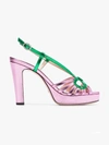 Gucci Metallic Leather Sandals In Pink