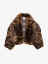 Gucci Double-g Jacquard Eco Faux-fur Wrap In Brown