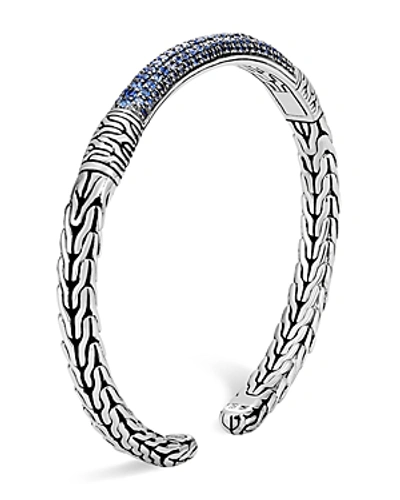 John Hardy Sterling Silver Classic Chain Blue Sapphire Flex Cuff In Blue/silver