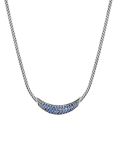 John Hardy Sterling Silver Gold Classic Blue Sapphire Arc Adjustable Necklace, 18 In Blue/silver