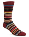 Calvin Klein Barcode Multistripe Socks In Burgundy Mutli
