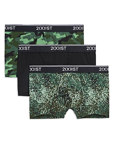 2(x)ist (x)ist Cotton Stretch No-show Trunks, Pack Of 3 In Camo Dot