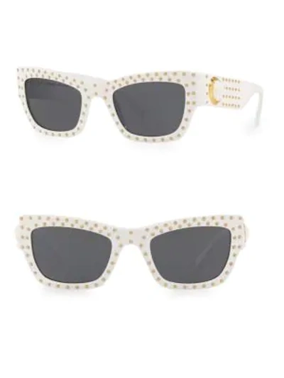 Versace Rock Icons 52mm Rectangle Sunglasses In White