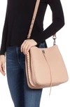 REBECCA MINKOFF DARREN DEERSKIN LEATHER SHOULDER BAG - BEIGE,HH19MDND28