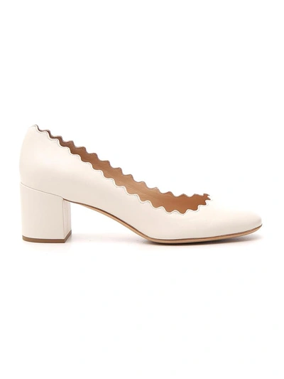 Chloé Chloe Lauren Scalloped Suede Pump In Cloudy White