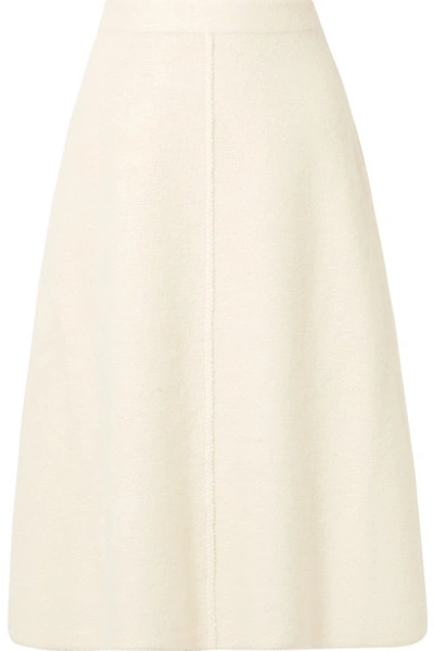 Co A-line Felted Wool Knit Midi Skirt In Cream