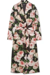 DOLCE & GABBANA FLORAL-PRINT SILK-CHARMEUSE dressing gown