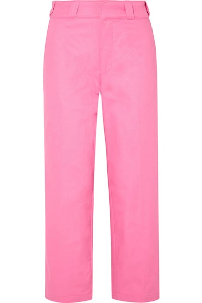 Adaptation Cropped Embroidered High-rise Straight-leg Jeans In Pink
