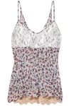 CHLOÉ LACE-PANELED FLORAL-PRINT GEORGETTE CAMISOLE