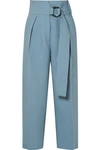 PETAR PETROV HAYES CROPPED BELTED WOOL AND SILK-BLEND WIDE-LEG PANTS