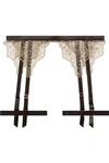 ID SARRIERI EMBROIDERED TULLE AND SATIN SUSPENDER BELT