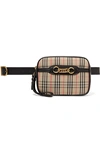 BURBERRY Embellished leather-trimmed checked cotton-drill belt bag