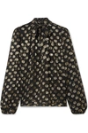 DOLCE & GABBANA POLKA-DOT METALLIC FIL COUPÉ SILK-BLEND CHIFFON BLOUSE