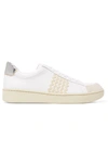 LOEFFLER RANDALL ELLIOT RICKRACK-TRIMMED LEATHER AND SUEDE SNEAKERS