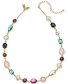 KATE SPADE KATE SPADE NEW YORK GOLD-TONE MULTI-CRYSTAL & IMITATION PEARL COLLAR NECKLACE, 17" + 3" EXTENDER