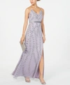 ADRIANNA PAPELL EMBELLISHED MESH GOWN