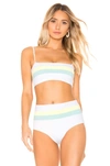 L*space Colorblock Rebel Striped Bikini Top In White Light Turquoise