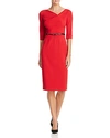 Black Halo Jackie O Belted Sheath Dress In Red