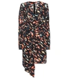 Givenchy Long-sleeve Abstract Print Cascading Mini Dress In Multicoloured