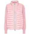 Moncler Mixed Media Puffer Vest Jacket In Pink