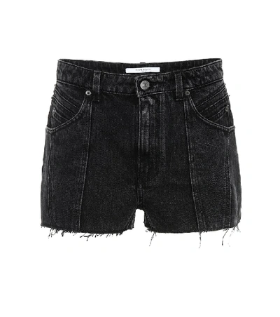 Givenchy Vintage Denim Raw Cut Shorts In Black