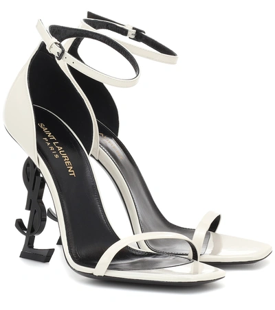 Saint Laurent Opyum Patent-leather Sandals In White