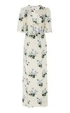 Les Rêveries Tie-front Floral-print Silk-satin Maxi Dress In White