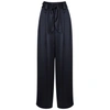 TORY BURCH NAVY SATIN WIDE-LEG TROUSERS