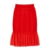 ALEXANDER MCQUEEN RED STRETCH-KNIT SKIRT