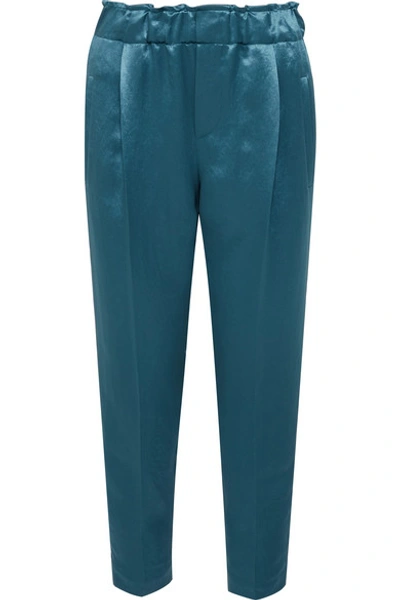 Brunello Cucinelli Textured Satin Trousers In Blue