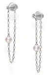 MIKIMOTO AKOYA PEARL & DIAMOND CHAIN HOOP EARRINGS,MEQ10105ADXW