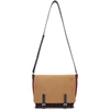 LOEWE LOEWE BEIGE AND RED GRID S MILITARY MESSENGER BAG